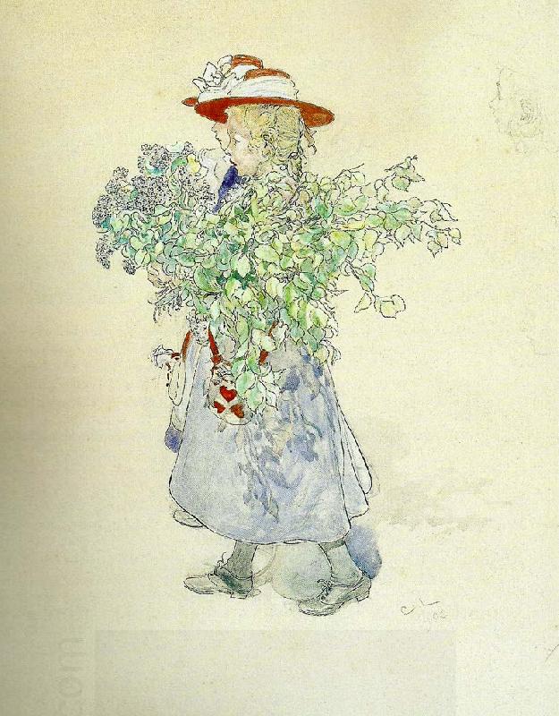 Carl Larsson tva flickor med syrener oil painting picture